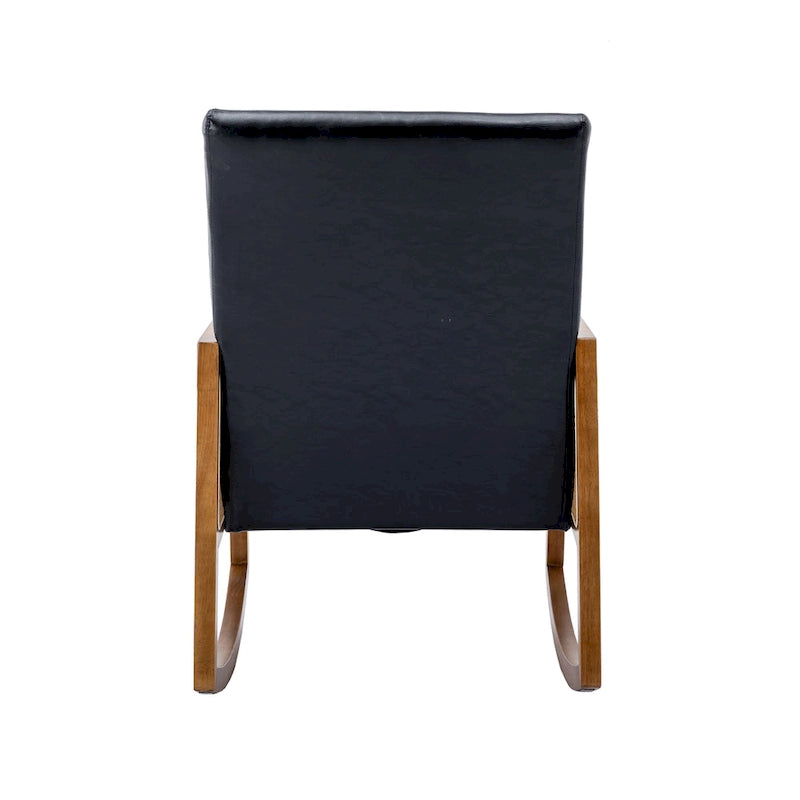 Fauteuil à bascule moderne SEYNAR en cuir PU avec accoudoirs en rotin