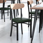 Chaise de salle à manger à dossier en bois courbé, assise en vinyle, individuelle, bouleau naturel / noyer