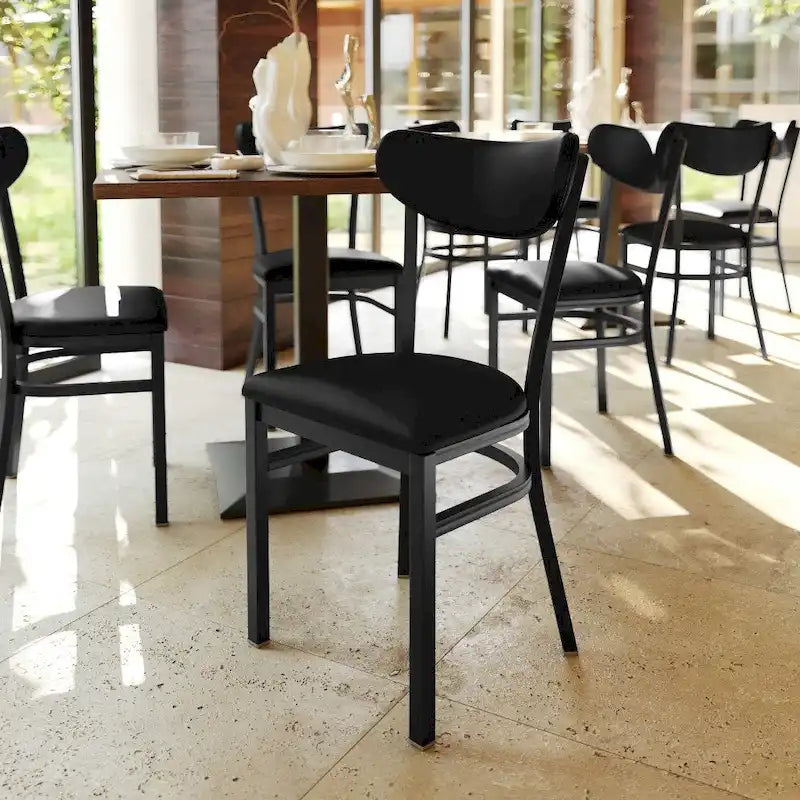 Chaise de salle à manger à dossier en bois courbé, assise en vinyle, individuelle, bouleau naturel / noyer