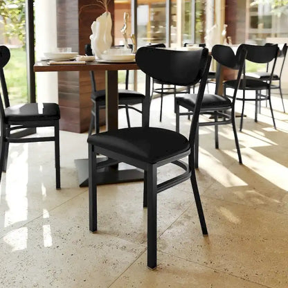 Chaise de salle à manger à dossier en bois courbé, assise en vinyle, individuelle, bouleau naturel / noyer