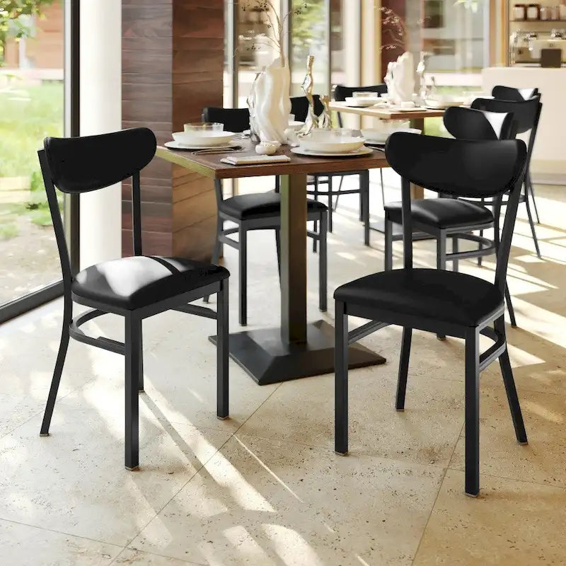 Chaise de salle à manger à dossier en bois courbé, assise en vinyle, individuelle, bouleau naturel / noyer