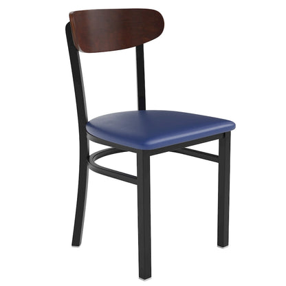 Chaise de salle à manger à dossier en bois courbé, assise en vinyle, individuelle, bouleau naturel / noyer