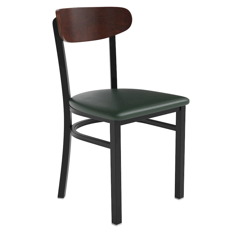 Chaise de salle à manger à dossier en bois courbé, assise en vinyle, individuelle, bouleau naturel / noyer