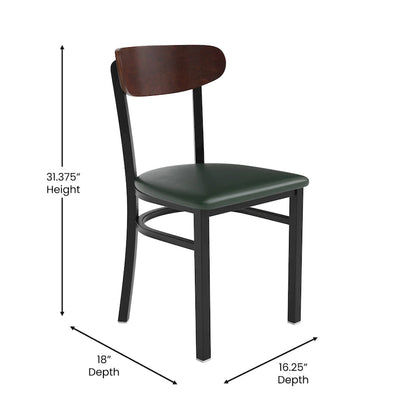Chaise de salle à manger à dossier en bois courbé, assise en vinyle, individuelle, bouleau naturel / noyer