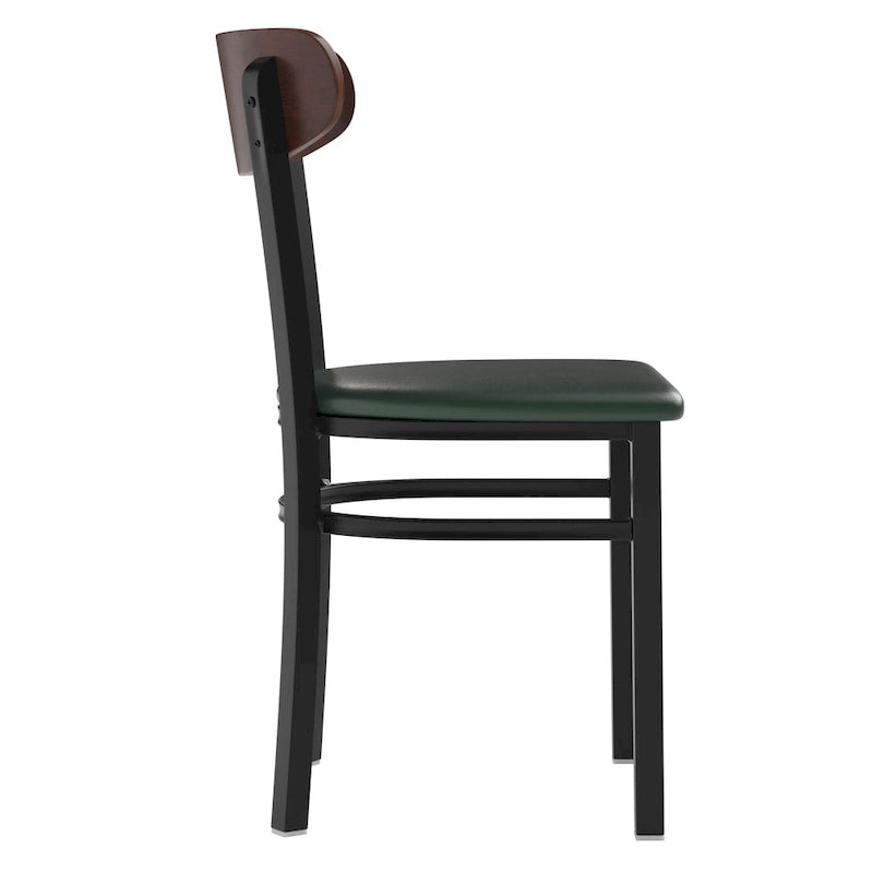 Chaise de salle à manger à dossier en bois courbé, assise en vinyle, individuelle, bouleau naturel / noyer