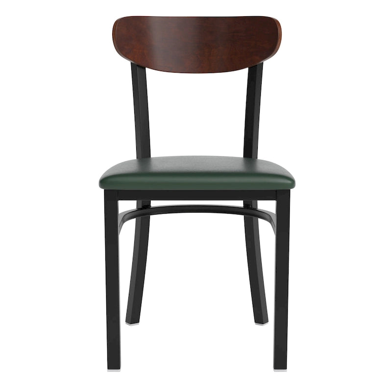 Chaise de salle à manger à dossier en bois courbé, assise en vinyle, individuelle, bouleau naturel / noyer