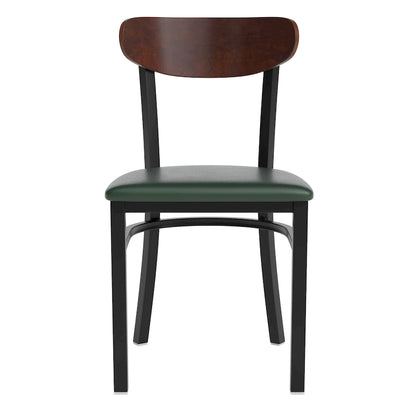 Chaise de salle à manger à dossier en bois courbé, assise en vinyle, individuelle, bouleau naturel / noyer