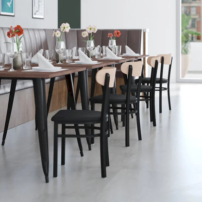 Chaise de salle à manger à dossier en bois courbé, assise en vinyle, individuelle, bouleau naturel / noyer