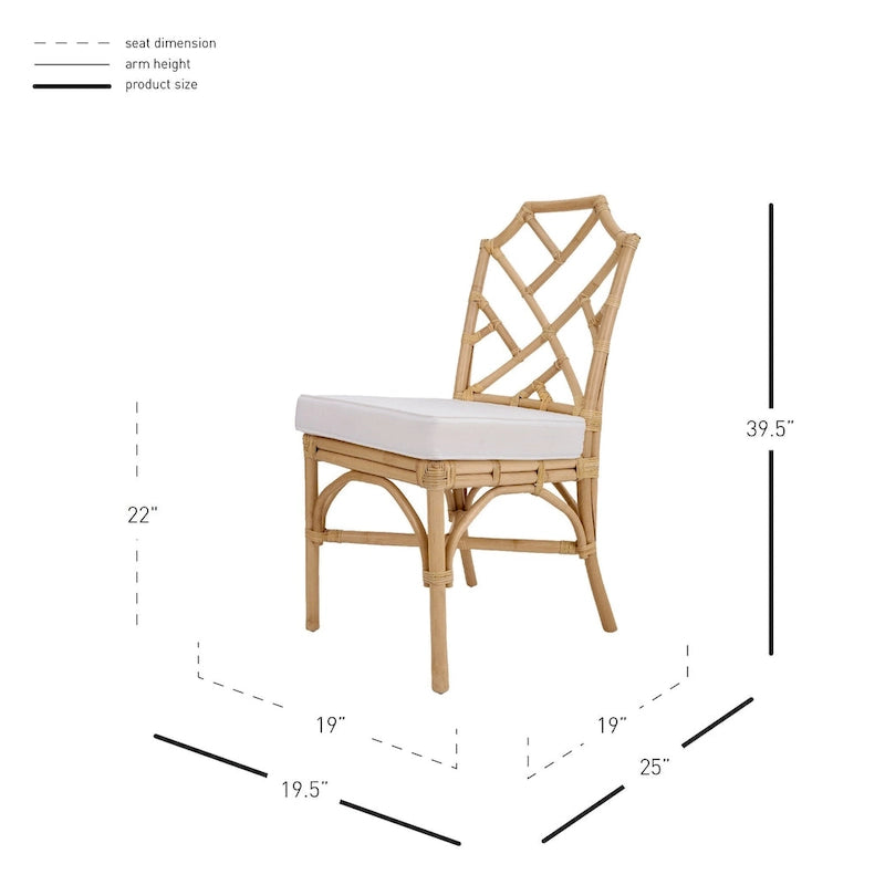 Chaise de salle à manger Kara en rotin, (Lot de 2)