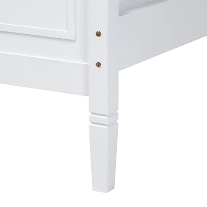 Lit plateforme en bois à finition blanche classique et traditionnelle Mariana