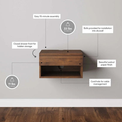 Table de chevet flottante moderne