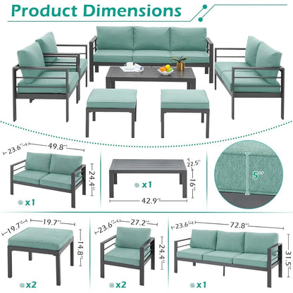 AECOJOY Ensemble de 7 Meubles de Jardin en Aluminium pour Extérieur