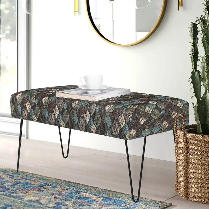 Adeco Banc Ottoman Tissu Repose-Pieds Rectangulaire Rembourré Chambre