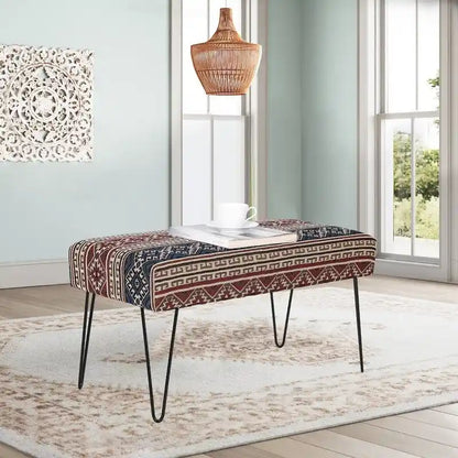 Adeco Banc Ottoman Tissu Repose-Pieds Rectangulaire Rembourré Chambre