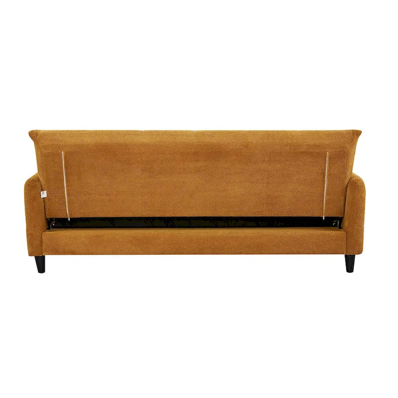 Canapé-lit capitonné Biscuit Moutarde, Couchage Queen Size, 2 Places