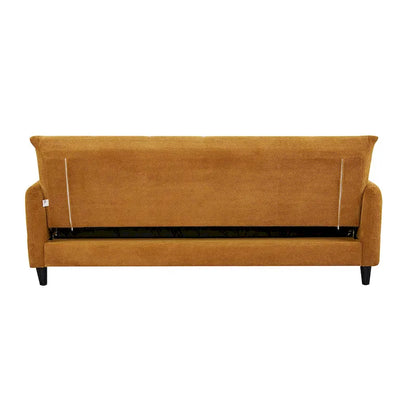 Canapé-lit capitonné Biscuit Moutarde, Couchage Queen Size, 2 Places