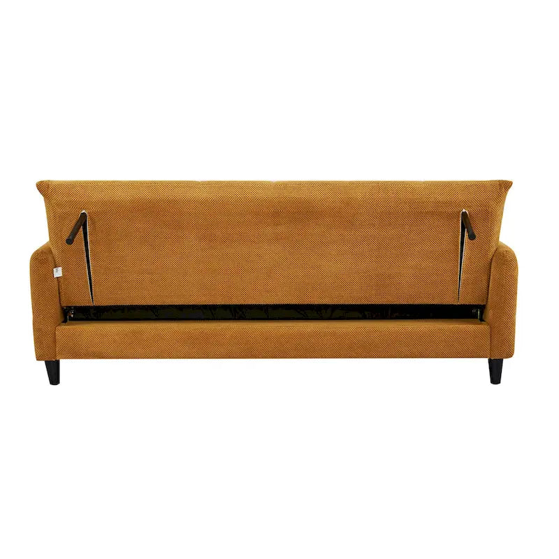 Canapé-lit capitonné Biscuit Moutarde, Couchage Queen Size, 2 Places