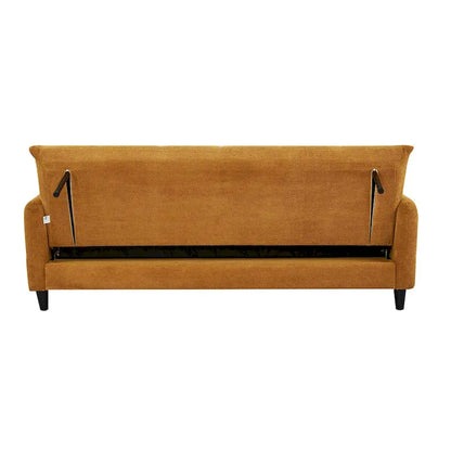 Canapé-lit capitonné Biscuit Moutarde, Couchage Queen Size, 2 Places