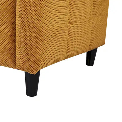 Canapé-lit capitonné Biscuit Moutarde, Couchage Queen Size, 2 Places