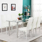 Ensemble de salle à manger 7 pièces en verre et chaises blanches (6 places)
