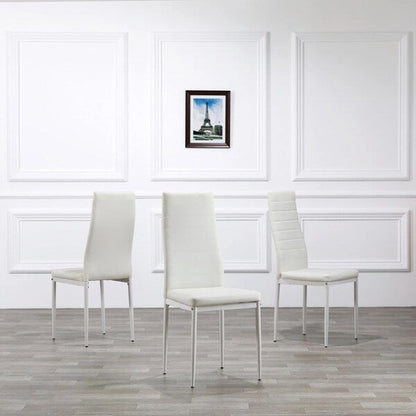 Ensemble de salle à manger 7 pièces en verre et chaises blanches (6 places)