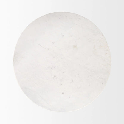 Allyson Table de salle à manger piédestal en marbre blanc et brun moyen, ronde, 48 po - 48,0 L x 48,0 l x 30,0 H