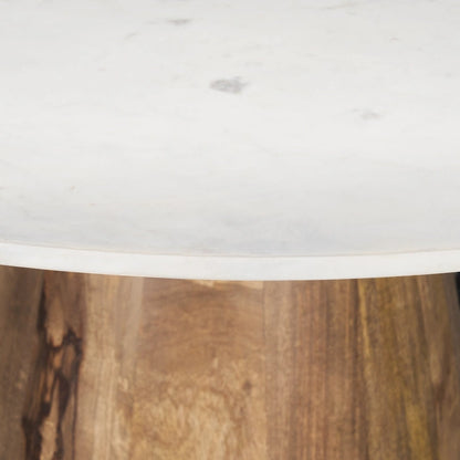 Allyson Table de salle à manger piédestal en marbre blanc et brun moyen, ronde, 48 po - 48,0 L x 48,0 l x 30,0 H