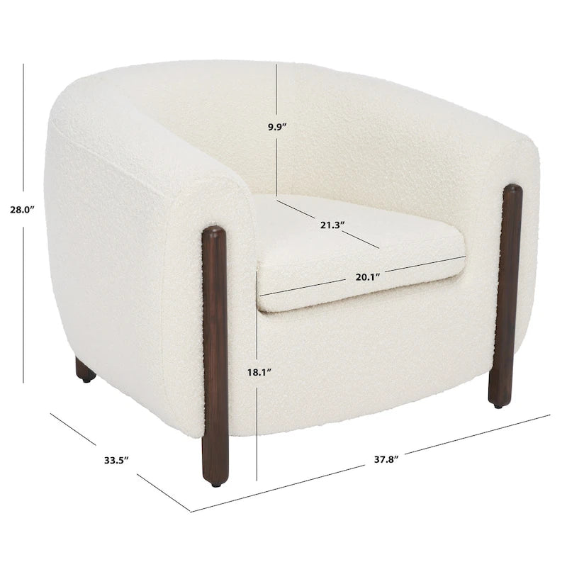 SAFAVIEH Couture Yauheniya, Fauteuil d'appoint dossier incurvé - 96,5 cm L x 86,4 cm P x 71,1 cm H - 96,5Lx86,4Px71,1H