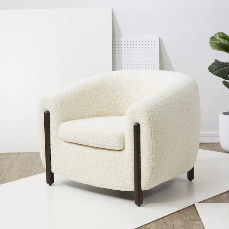 SAFAVIEH Couture Yauheniya, Fauteuil d'appoint dossier incurvé - 96,5 cm L x 86,4 cm P x 71,1 cm H - 96,5Lx86,4Px71,1H