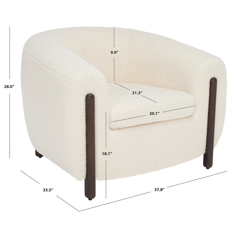 SAFAVIEH Couture Yauheniya, Fauteuil d'appoint dossier incurvé - 96,5 cm L x 86,4 cm P x 71,1 cm H - 96,5Lx86,4Px71,1H