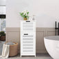 Meuble de Rangement pour Linge de Bain Blanc Miami avec Porte et Tiroir Ventilés - 14.7L x 11.13W x 32.12H