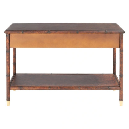 Console de table SAFAVIEH Franc brun foncé/doré à 2 tiroirs et 1 étagère - 42 L x 15,8 P x 29 H - 42Lx16Px29H