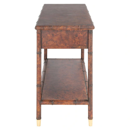 Console de table SAFAVIEH Franc brun foncé/doré à 2 tiroirs et 1 étagère - 42 L x 15,8 P x 29 H - 42Lx16Px29H
