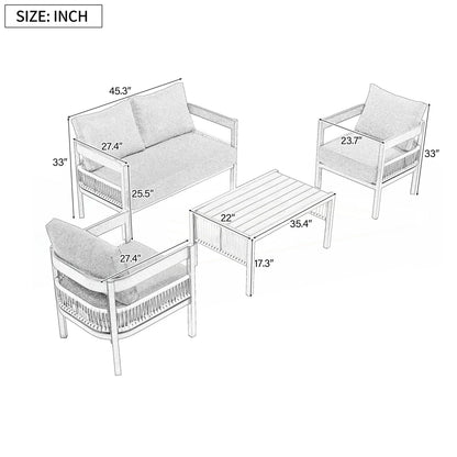 Ensemble de canapé de jardin 4 pièces
