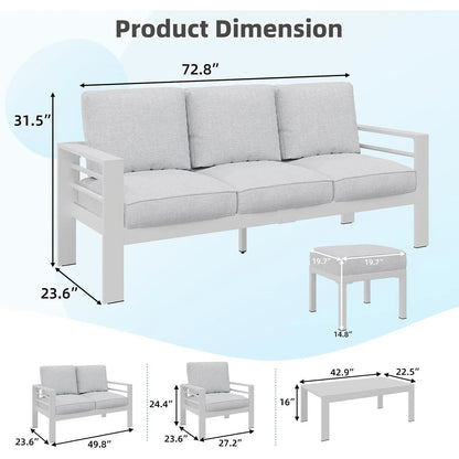 AECOJOY Ensemble de 7 Meubles de Jardin en Aluminium pour Extérieur