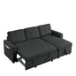 Canapé-lit sectionnel réversible beige de 78,5 pouces avec chaise longue de rangement et pochette latérale - 78,5 larg. x 49 prof. x 31 haut.