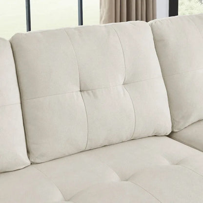 Canapé-lit sectionnel réversible beige de 78,5 pouces avec chaise longue de rangement et pochette latérale - 78,5 larg. x 49 prof. x 31 haut.