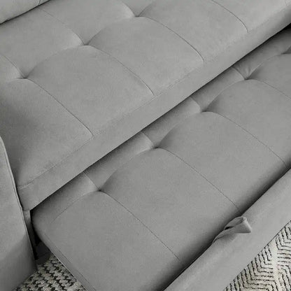 Canapé-lit sectionnel réversible beige de 78,5 pouces avec chaise longue de rangement et pochette latérale - 78,5 larg. x 49 prof. x 31 haut.