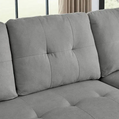Canapé-lit sectionnel réversible beige de 78,5 pouces avec chaise longue de rangement et pochette latérale - 78,5 larg. x 49 prof. x 31 haut.
