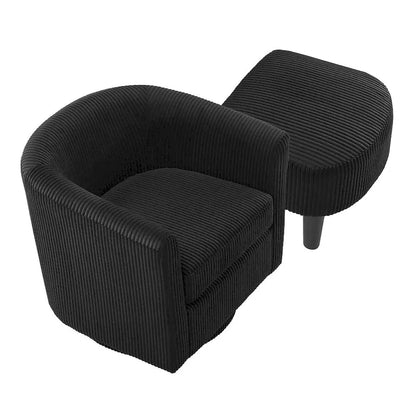 Fauteuil d'appoint pivotant à 360° en velours côtelé, canapé individuel confortable avec ottoman pour salon ou chambre à coucher