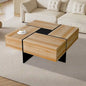 Table basse unique et élégante en bois avec plateau coulissant extensible
