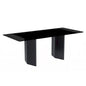 Table à manger rectangulaire Lior avec plateau en verre/pierre frittée et piétement en acier