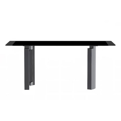 Table à manger rectangulaire Lior avec plateau en verre/pierre frittée et piétement en acier