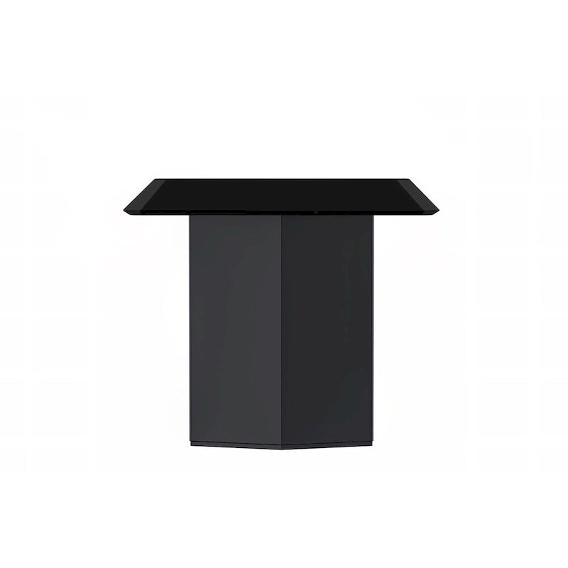 Table à manger rectangulaire Lior avec plateau en verre/pierre frittée et piétement en acier
