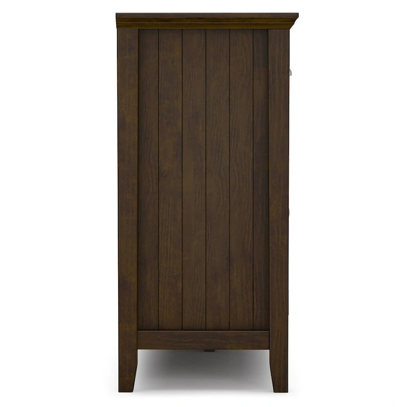 WYNDENHALL Normandy Buffet Grand bahut rectangulaire de style transitionnel en bois massif de 60 pouces de large, couleur brun brunette