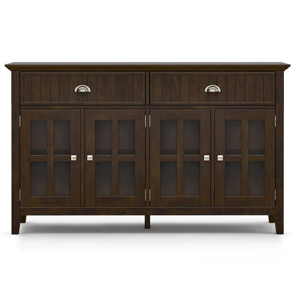 WYNDENHALL Normandy Buffet Grand bahut rectangulaire de style transitionnel en bois massif de 60 pouces de large, couleur brun brunette