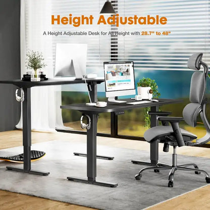 Bureau assis-debout électrique réglable en hauteur, bureau d'ordinateur ergonomique, noir, 55 x 24