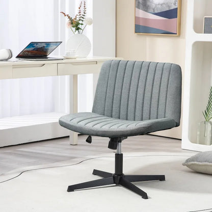 Chaise de bureau large HOMCOM, chaise de bureau sans accoudoirs, chaise de coiffeuse en tissu pour ordinateur avec hauteur réglable