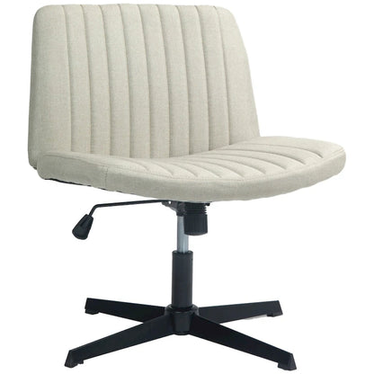 Chaise de bureau large HOMCOM, chaise de bureau sans accoudoirs, chaise de coiffeuse en tissu pour ordinateur avec hauteur réglable