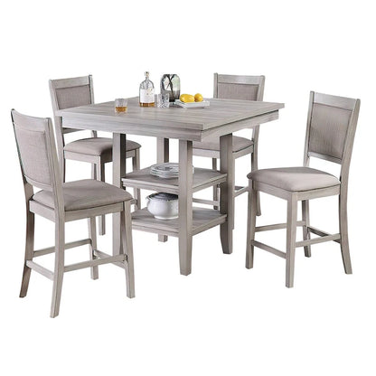 Ensemble de salle à manger 5 pièces hauteur comptoir, gris, pour 4 personnes